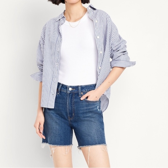 Old Navy High Waisted OG Jean Cut Off Denim Shorts 5” inseam SIZE 20 - Picture 1 of 6
